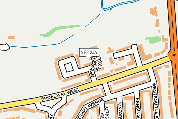 NE3 2JA map - OS OpenMap – Local (Ordnance Survey)