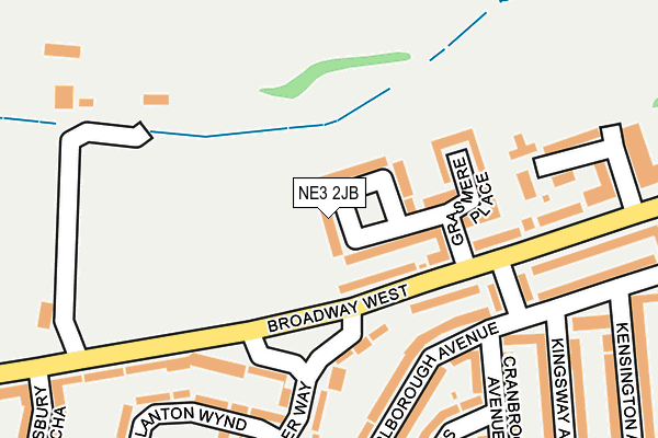 NE3 2JB map - OS OpenMap – Local (Ordnance Survey)