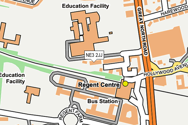 NE3 2JJ map - OS OpenMap – Local (Ordnance Survey)