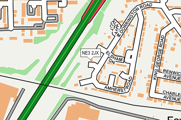 NE3 2JX map - OS OpenMap – Local (Ordnance Survey)