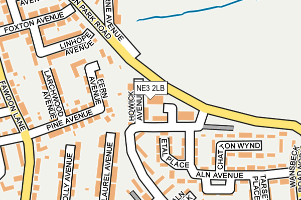 NE3 2LB map - OS OpenMap – Local (Ordnance Survey)