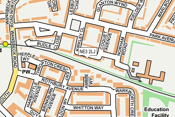 NE3 2LJ map - OS OpenMap – Local (Ordnance Survey)