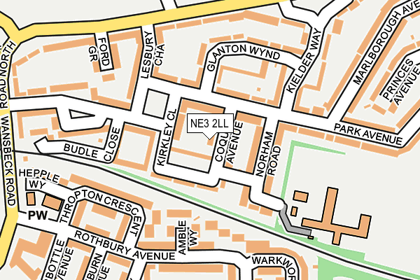 NE3 2LL map - OS OpenMap – Local (Ordnance Survey)