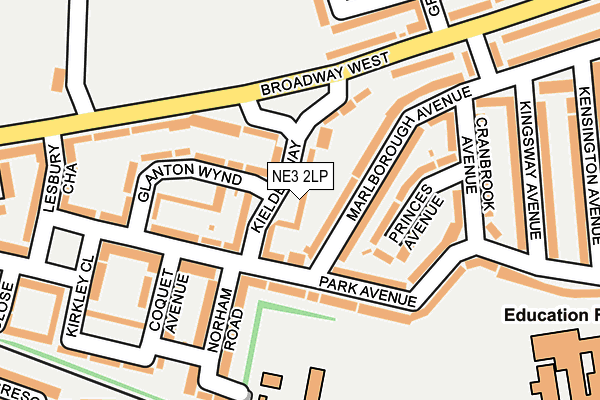 NE3 2LP map - OS OpenMap – Local (Ordnance Survey)