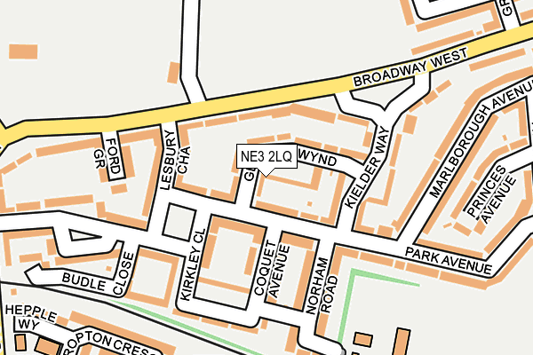 NE3 2LQ map - OS OpenMap – Local (Ordnance Survey)