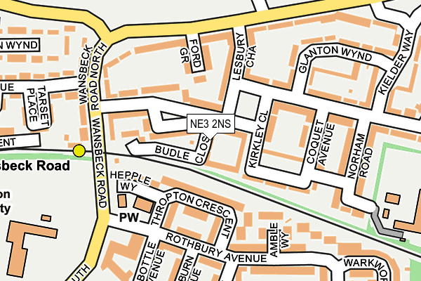 NE3 2NS map - OS OpenMap – Local (Ordnance Survey)