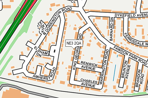 NE3 2QA map - OS OpenMap – Local (Ordnance Survey)