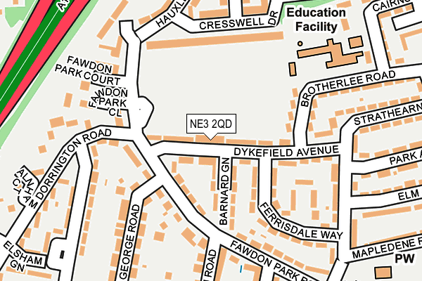 NE3 2QD map - OS OpenMap – Local (Ordnance Survey)