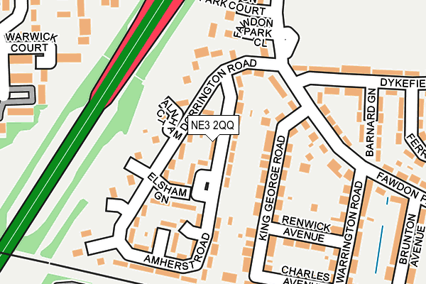 NE3 2QQ map - OS OpenMap – Local (Ordnance Survey)