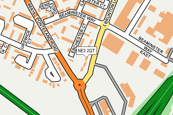 NE3 2QT map - OS OpenMap – Local (Ordnance Survey)