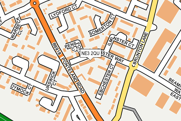 NE3 2QU map - OS OpenMap – Local (Ordnance Survey)