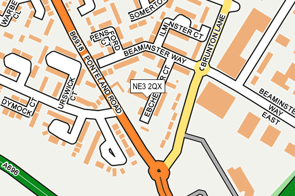 NE3 2QX map - OS OpenMap – Local (Ordnance Survey)