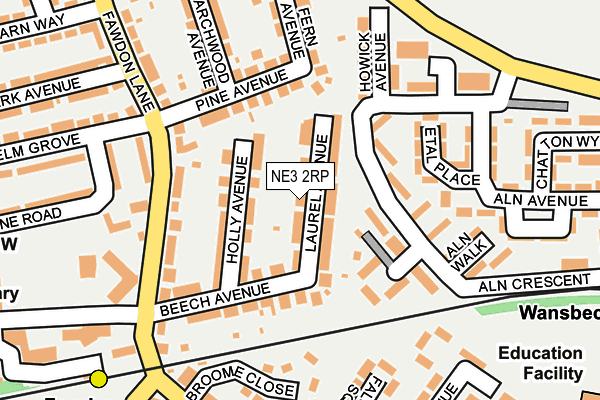 NE3 2RP map - OS OpenMap – Local (Ordnance Survey)