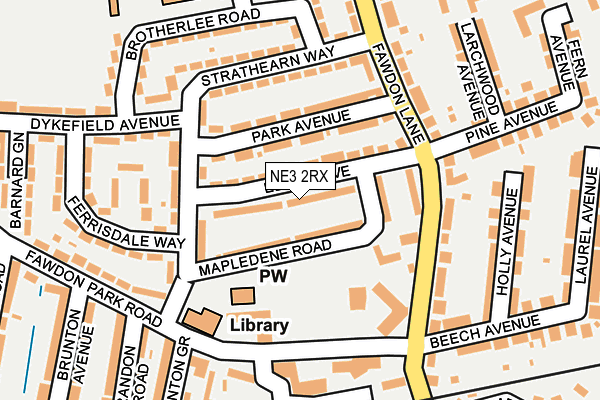 NE3 2RX map - OS OpenMap – Local (Ordnance Survey)
