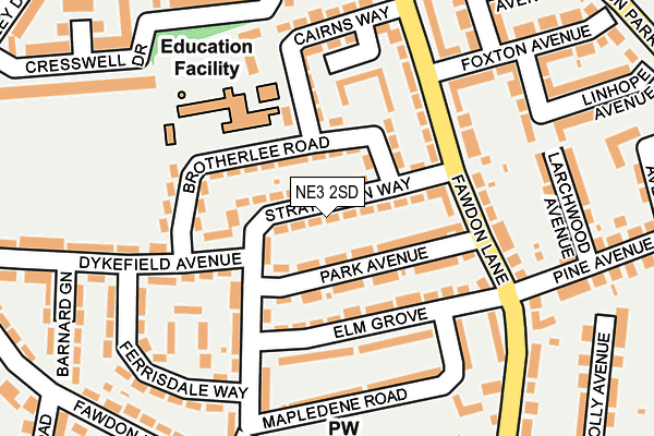 NE3 2SD map - OS OpenMap – Local (Ordnance Survey)
