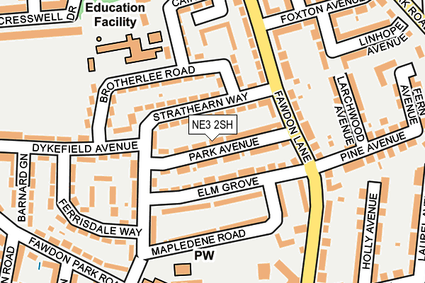 NE3 2SH map - OS OpenMap – Local (Ordnance Survey)