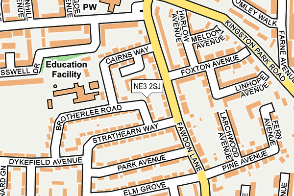 NE3 2SJ map - OS OpenMap – Local (Ordnance Survey)