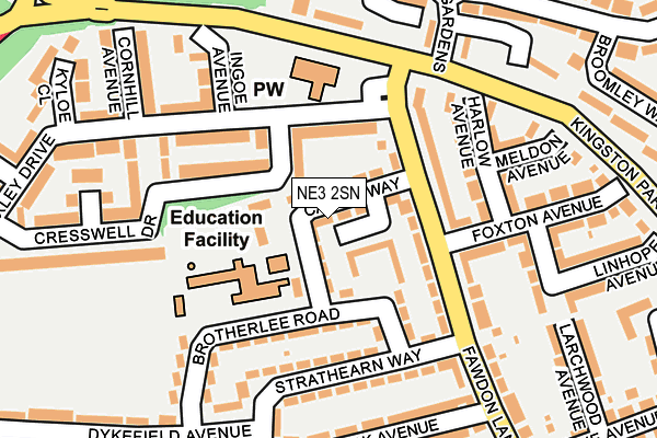 NE3 2SN map - OS OpenMap – Local (Ordnance Survey)