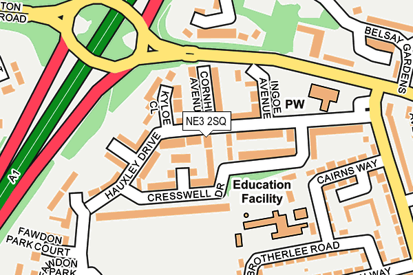 NE3 2SQ map - OS OpenMap – Local (Ordnance Survey)