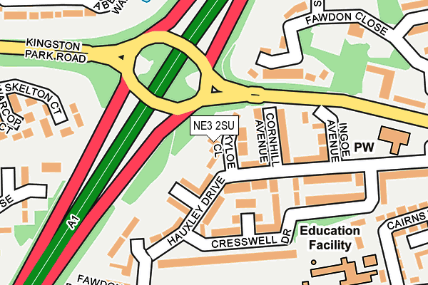 NE3 2SU map - OS OpenMap – Local (Ordnance Survey)