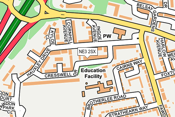 NE3 2SX map - OS OpenMap – Local (Ordnance Survey)