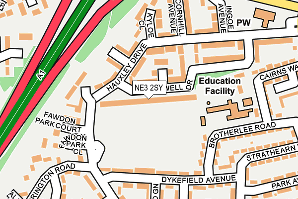 NE3 2SY map - OS OpenMap – Local (Ordnance Survey)