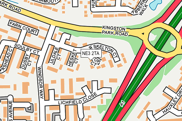 NE3 2TA map - OS OpenMap – Local (Ordnance Survey)
