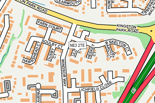 NE3 2TE map - OS OpenMap – Local (Ordnance Survey)