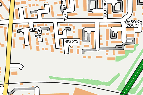 NE3 2TX map - OS OpenMap – Local (Ordnance Survey)