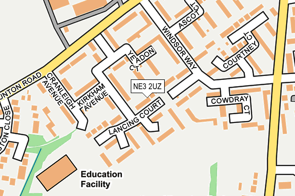 NE3 2UZ map - OS OpenMap – Local (Ordnance Survey)