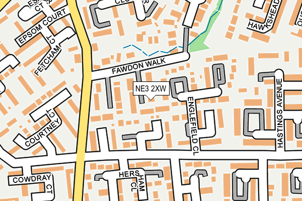NE3 2XW map - OS OpenMap – Local (Ordnance Survey)