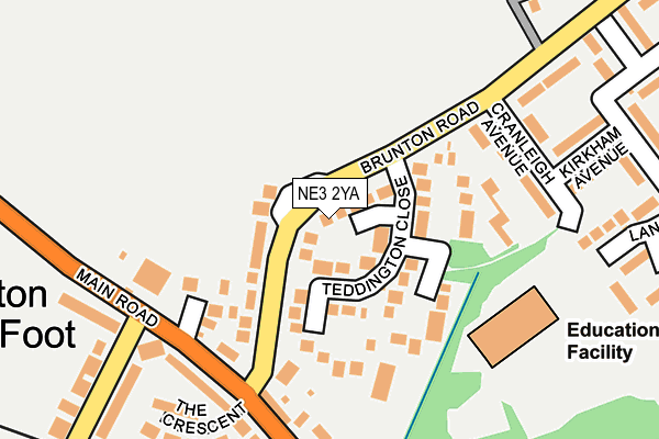 NE3 2YA map - OS OpenMap – Local (Ordnance Survey)