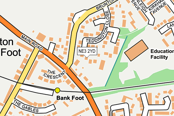 NE3 2YD map - OS OpenMap – Local (Ordnance Survey)