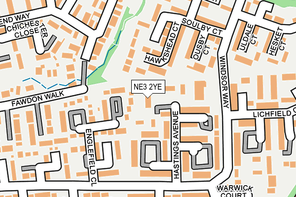 NE3 2YE map - OS OpenMap – Local (Ordnance Survey)