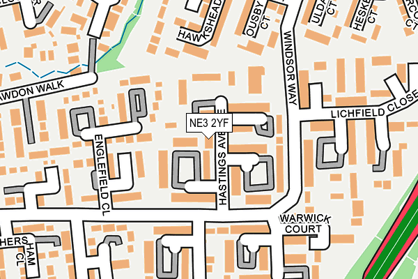 NE3 2YF map - OS OpenMap – Local (Ordnance Survey)