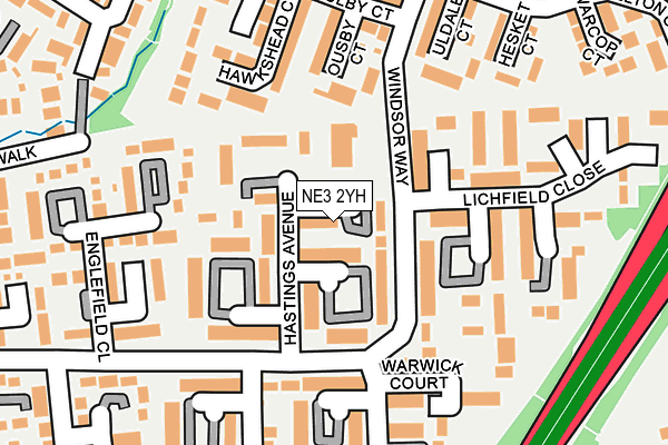 NE3 2YH map - OS OpenMap – Local (Ordnance Survey)