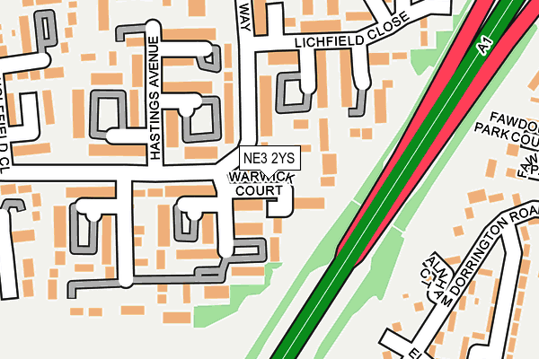 NE3 2YS map - OS OpenMap – Local (Ordnance Survey)