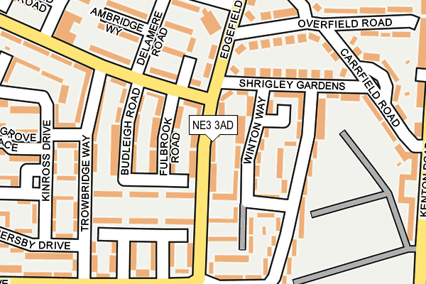NE3 3AD map - OS OpenMap – Local (Ordnance Survey)