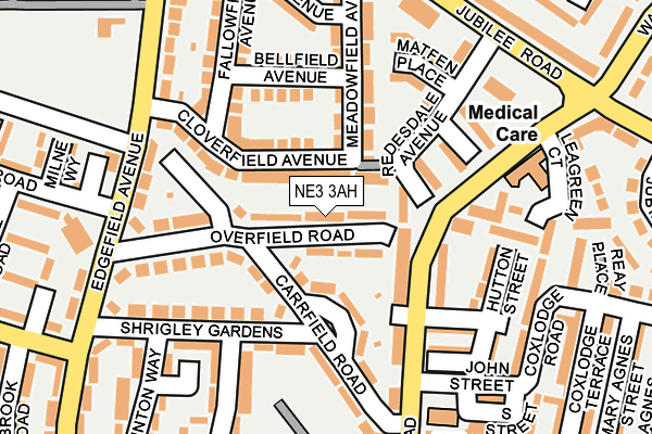 NE3 3AH map - OS OpenMap – Local (Ordnance Survey)