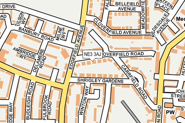 NE3 3AJ map - OS OpenMap – Local (Ordnance Survey)