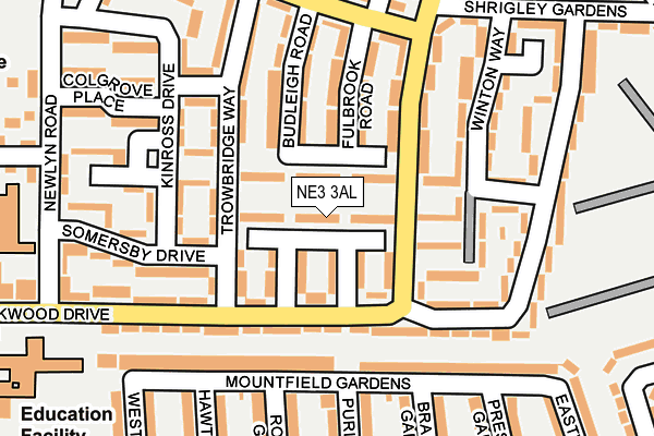 NE3 3AL map - OS OpenMap – Local (Ordnance Survey)