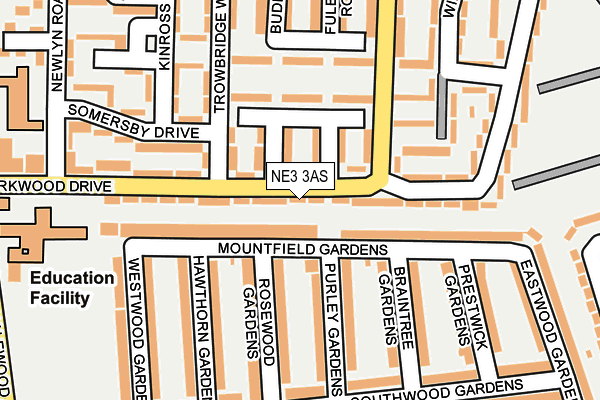 NE3 3AS map - OS OpenMap – Local (Ordnance Survey)