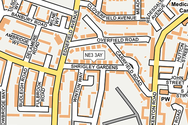 NE3 3AY map - OS OpenMap – Local (Ordnance Survey)