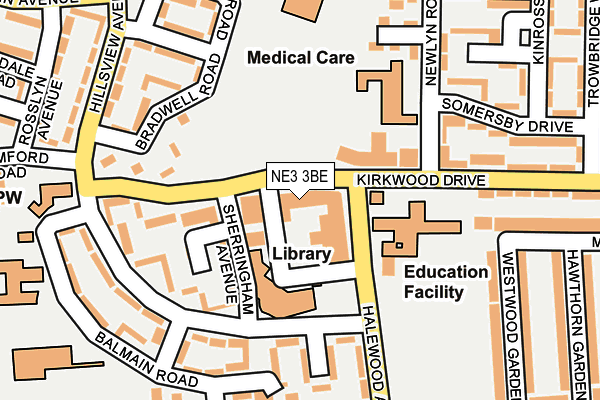 NE3 3BE map - OS OpenMap – Local (Ordnance Survey)