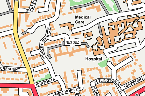 NE3 3BZ map - OS OpenMap – Local (Ordnance Survey)