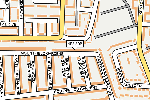 NE3 3DB map - OS OpenMap – Local (Ordnance Survey)