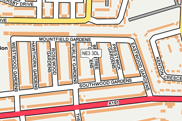 NE3 3DL map - OS OpenMap – Local (Ordnance Survey)