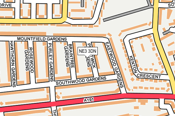 NE3 3DN map - OS OpenMap – Local (Ordnance Survey)