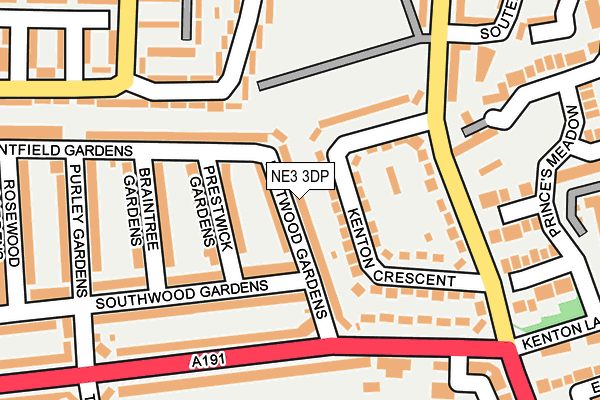 NE3 3DP map - OS OpenMap – Local (Ordnance Survey)