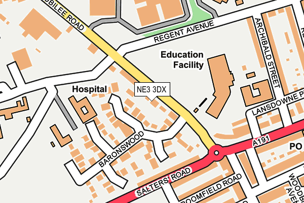 NE3 3DX map - OS OpenMap – Local (Ordnance Survey)